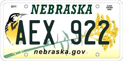 NE license plate AEX922