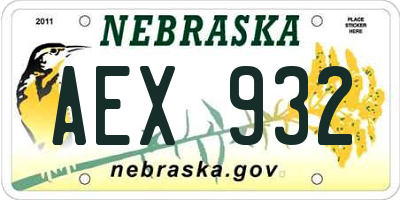NE license plate AEX932