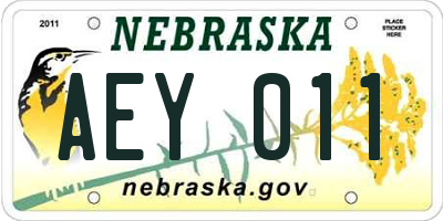 NE license plate AEY011