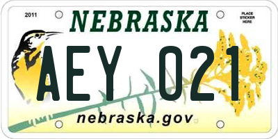 NE license plate AEY021