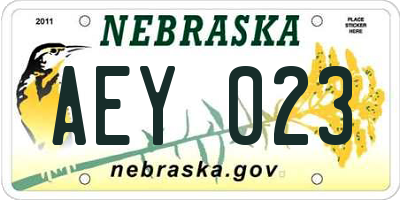 NE license plate AEY023