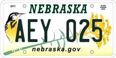 NE license plate AEY025