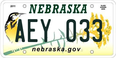 NE license plate AEY033