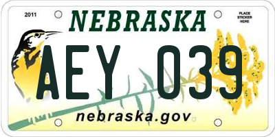 NE license plate AEY039