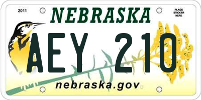 NE license plate AEY210