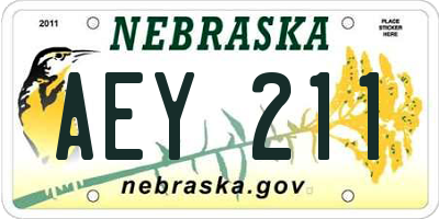 NE license plate AEY211