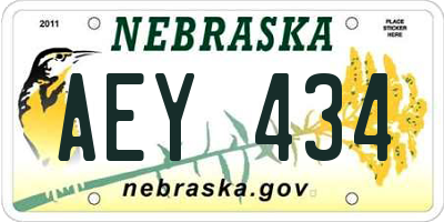 NE license plate AEY434