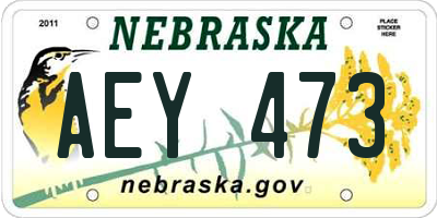 NE license plate AEY473