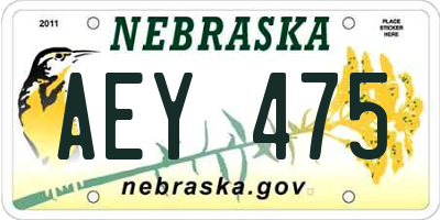 NE license plate AEY475