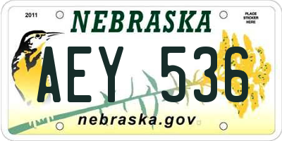NE license plate AEY536