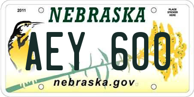 NE license plate AEY600