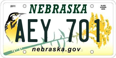 NE license plate AEY701