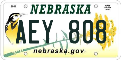 NE license plate AEY808