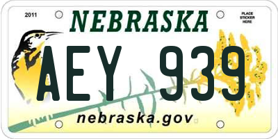 NE license plate AEY939