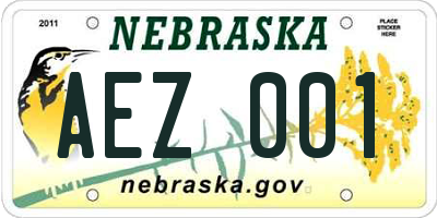 NE license plate AEZ001