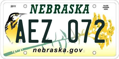 NE license plate AEZ072