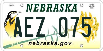 NE license plate AEZ075