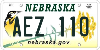 NE license plate AEZ110
