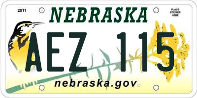 NE license plate AEZ115