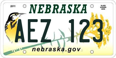NE license plate AEZ123