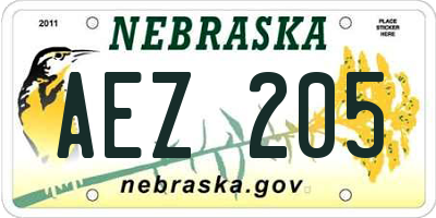 NE license plate AEZ205