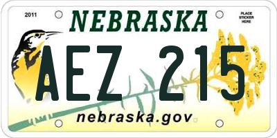 NE license plate AEZ215