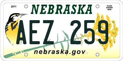 NE license plate AEZ259