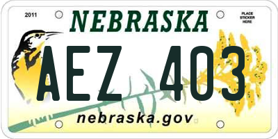 NE license plate AEZ403
