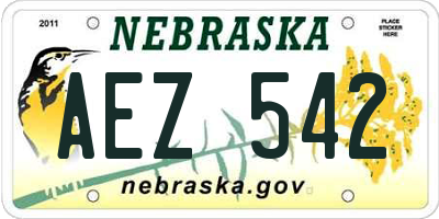 NE license plate AEZ542