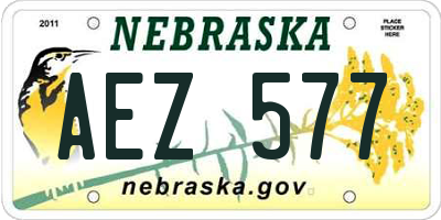 NE license plate AEZ577