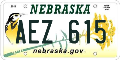 NE license plate AEZ615