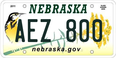 NE license plate AEZ800