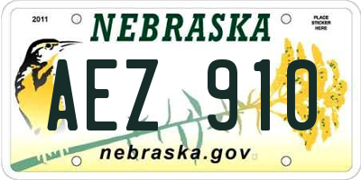 NE license plate AEZ910