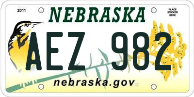 NE license plate AEZ982