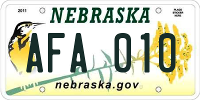 NE license plate AFA010