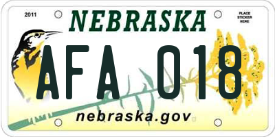 NE license plate AFA018