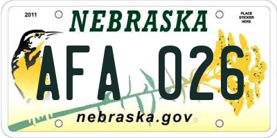 NE license plate AFA026