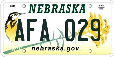 NE license plate AFA029