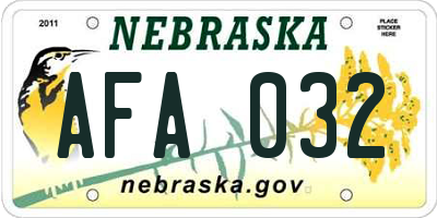 NE license plate AFA032