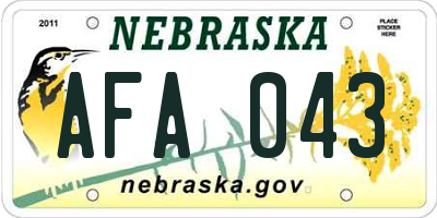 NE license plate AFA043