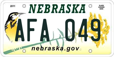 NE license plate AFA049
