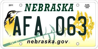 NE license plate AFA063