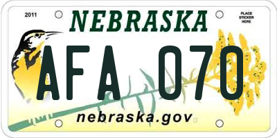 NE license plate AFA070