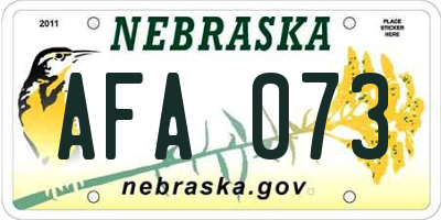 NE license plate AFA073