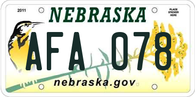 NE license plate AFA078