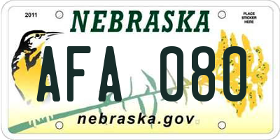 NE license plate AFA080