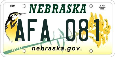 NE license plate AFA081