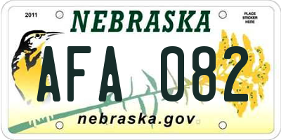 NE license plate AFA082