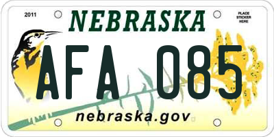NE license plate AFA085