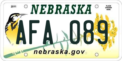 NE license plate AFA089
